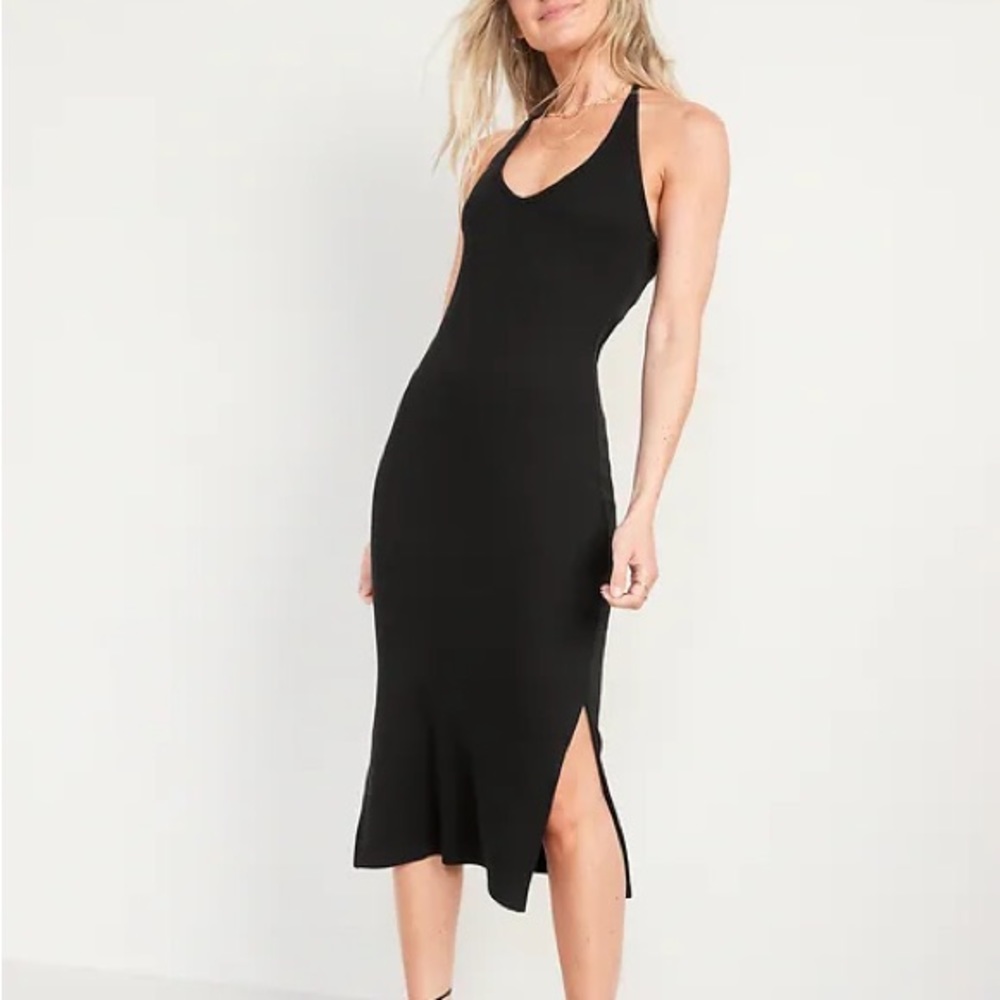 Never Worn Old Navy Fitted Rib-Knit Halter Midi Dress